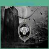 Dark Gothic Skeleton Pendant Necklace With Geometric Alloy Charm For Halloween Costume Accessories