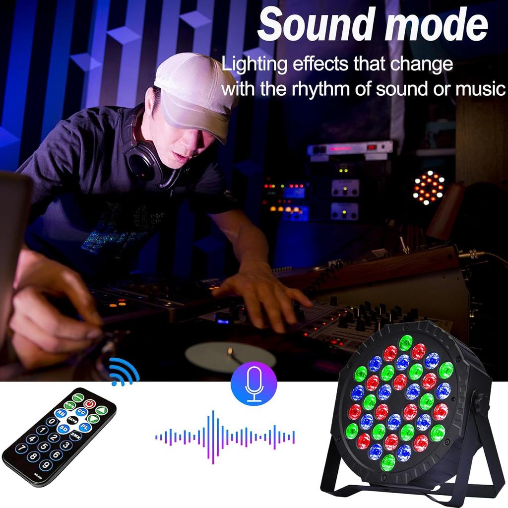 RGB Stage Uplights 36 LED Par Lights 4PCS, DMX Remote Sound Control for Disco, Wedding, Birthday, Club, Christmas
