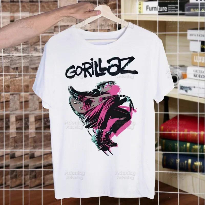 Gorillaz Rock Modern Music Graffiti T Shirt Men Retro Washed Tops Tees Harajuku Tshirt Streetwear Hip Hop Male T-shirts