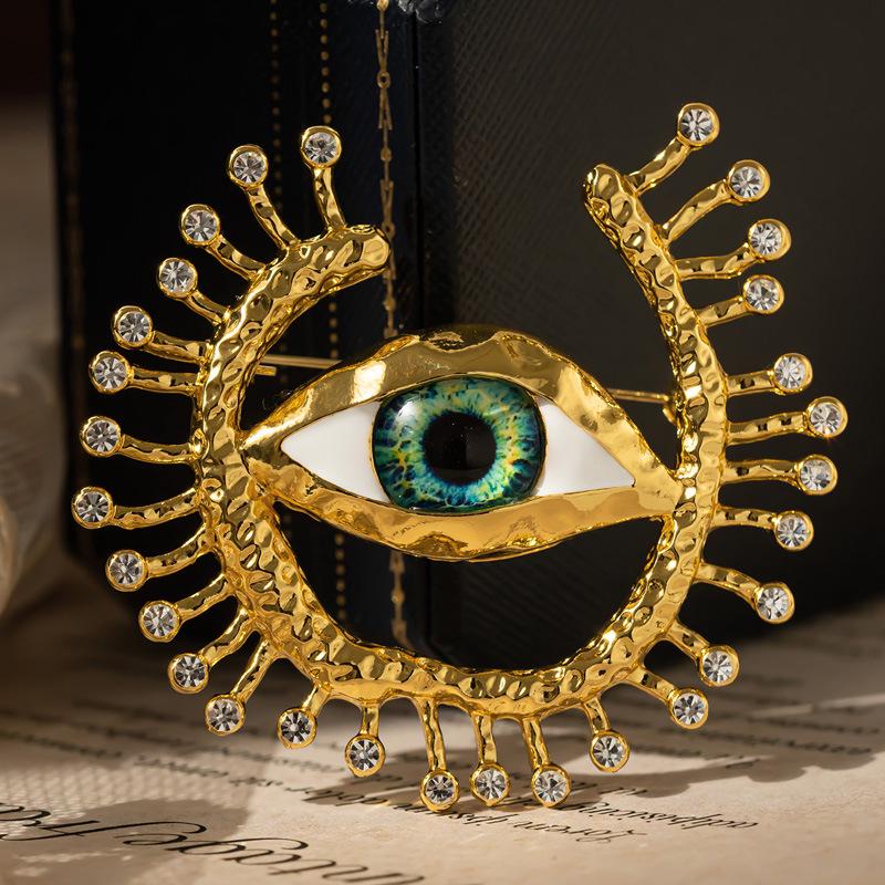 Dilly Snow Blue Evil Eye Brooch - Retro Corsage Pin with Turkish & American Influence