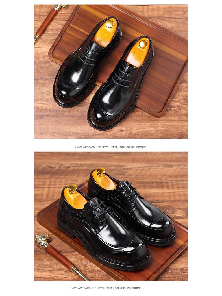 Men's Genuine Leather Business Casual Thick Sole Shoes for Autumn/Winter