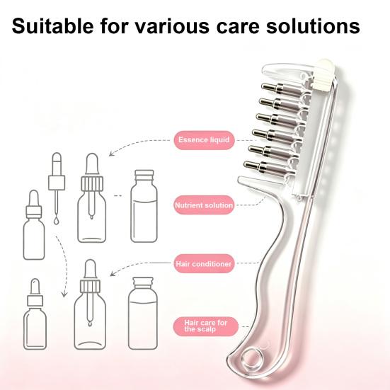 Refillable Hair Comb Oil Applicator Comb, 6 Roller Ball Tips, Scalp Care Tool Minoxidil Massage for Men Women Essential