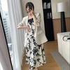 Summer French Suspender Skirt Temperament Floral Suspender Dress Women's New Light and Mature Style Thin Waist Dress