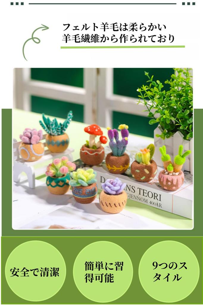YFFSFDC Wool Felting Craft DIY Succulent Needle Felting 9-Piece Kit, Kit, Materials, Handmade, Beginner,