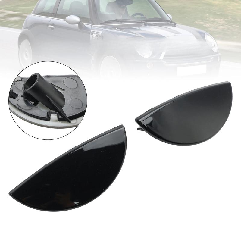 2Pcs L+R Black/Silver Headlight Washer Cover For BMW For Mini Cooper 2001-2006 Front Headlight Washer Nozzle Cover Accessories