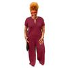 Plus Size Women's Fashion Casual Button Jumpsuit - European and American Style