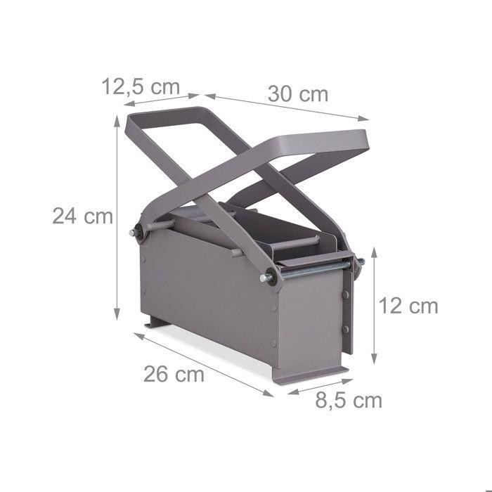 Relaxdays presse à briquettes de papier, presse-papier manuel, 2 leviers, HxLxP : env. 24x30x12,5 cm, acier, gris