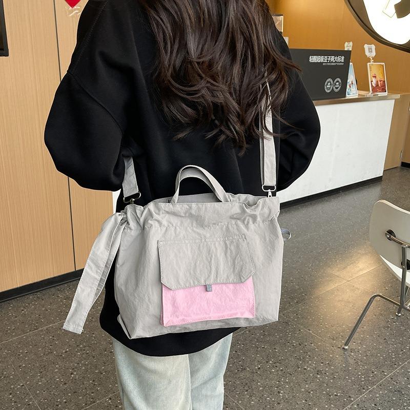 Niche Contrasting Nylon Cloth Casual Tote Bag Women's New Large-capacity Shoulder Bag Versatile Messenger Bag