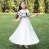 Girls Beach Summer Princess Dress Short Sleeve Solid Color