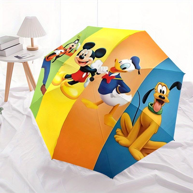 1pc Mickey, Pluto Automatic Folding Umbrella - Portable Foldable Design with 8 Ribs, Durable Plastic & Iron Frame, Outdoor Umbrella yy250731057