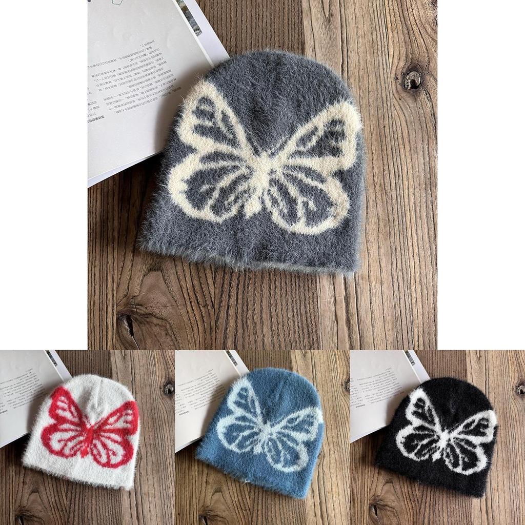 Knitted Butterfly Faux Mink Hat For Women Winter Warmth And Windproof Comfort