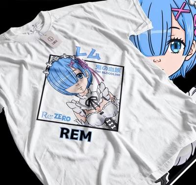 Re:Zero Starting Life in Another World Rem "Blutlinie des Oni" Anime Druck T-Shirt | Unisex Baumwolle Lässig Kurzarm Streetwear Oberteil