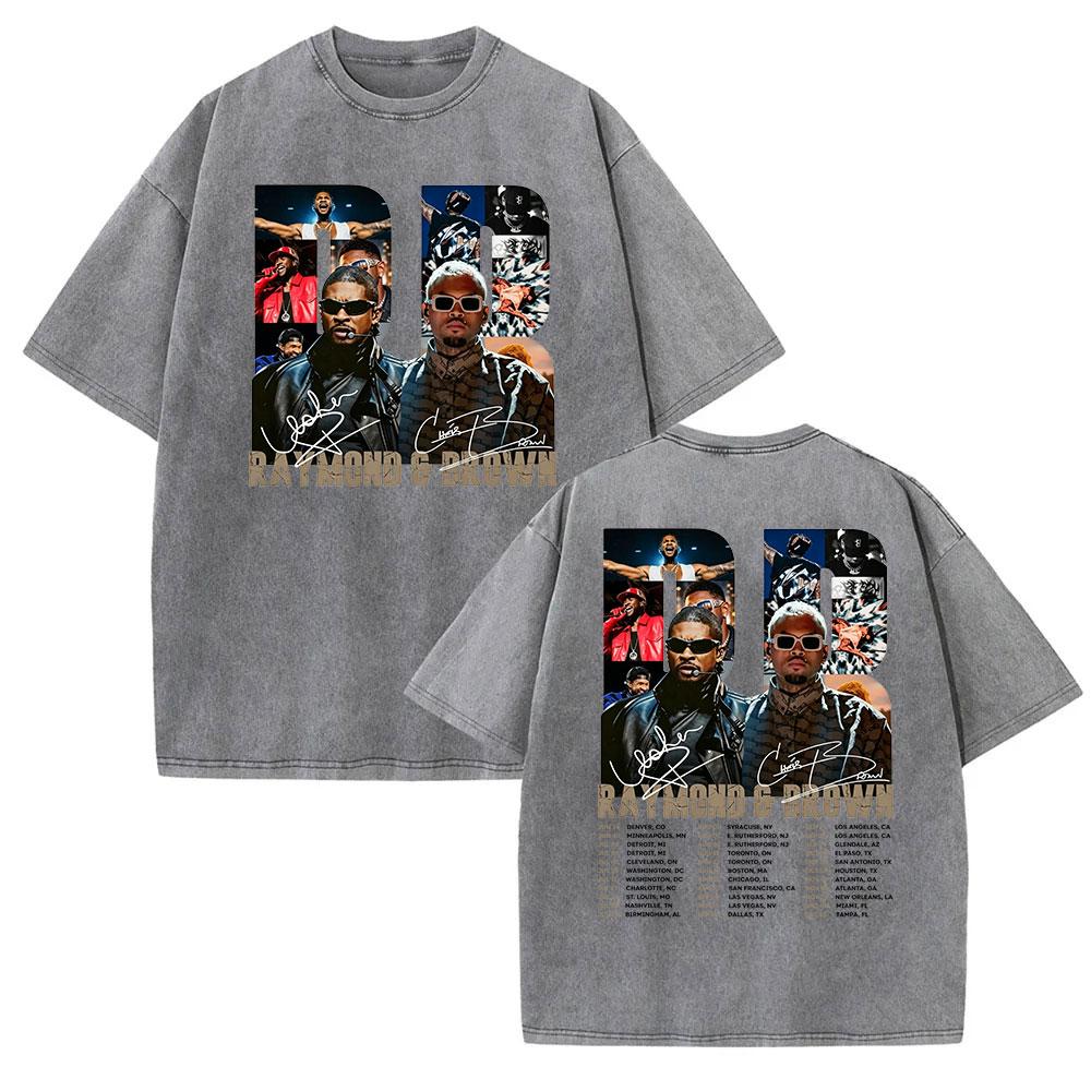 

Chris Brown Usher The RB Tour Washed Tshirt Man Women Vintage Summer ONeck Short Sleeve T Shirt S