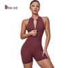 European & American Zipper Aerial Yoga Jumpsuit Bodysuit with Chest Pad & Tummy Control for Women Fitness.
