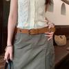 Bohemian Style Leather Belt For Women With Metal Studs And Embellishments For Casual Wear