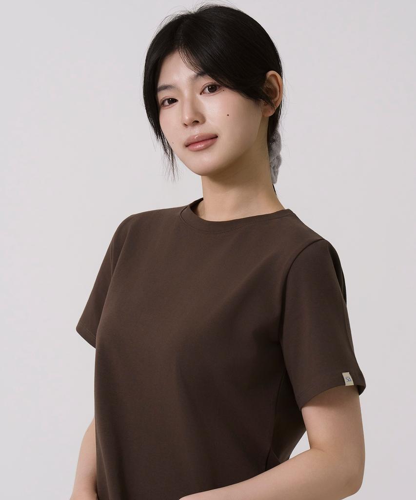 Sayu Basic Tension Short Sleeve T-Shirt Brown