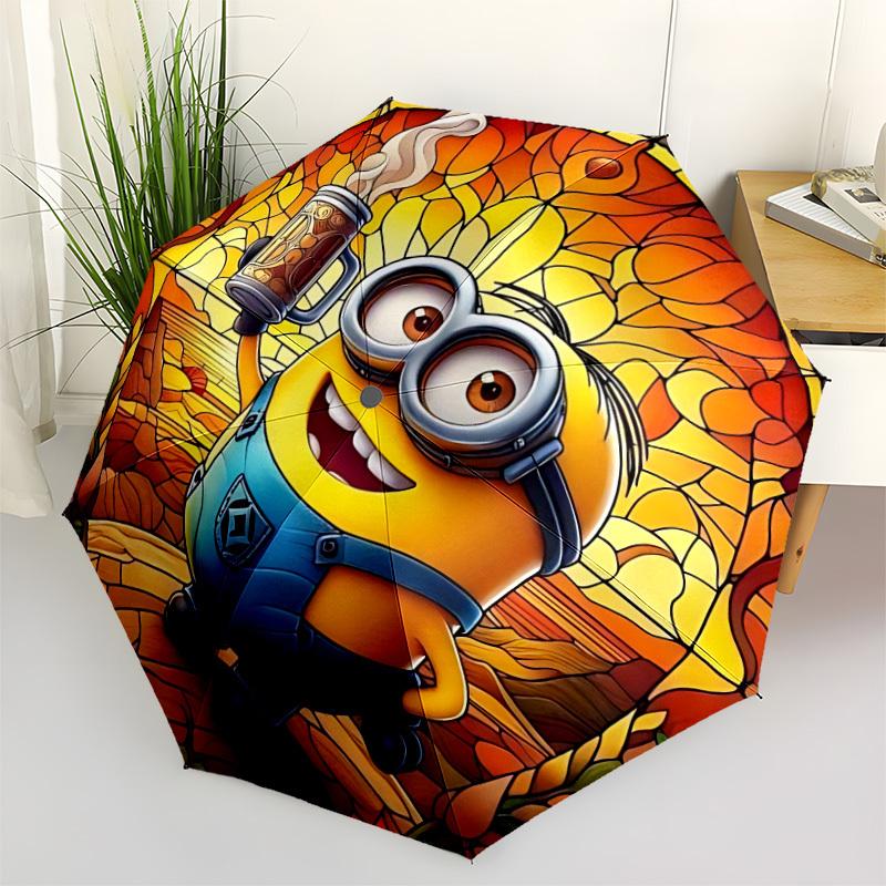 

1pc Minions Automatic Folding Umbrella - Compact 8-Rib Design, Durable Plastic & Iron, Perfect Gift for Friends & Family, Outdoor Umbrella, Fashionabl