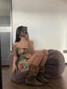 2026 Summer Millennium Short Skirt Spice Girl Suspender Dress Irregular Tie-Dye Printed High Waist One-Word Shoulder Hip Bag Skirt