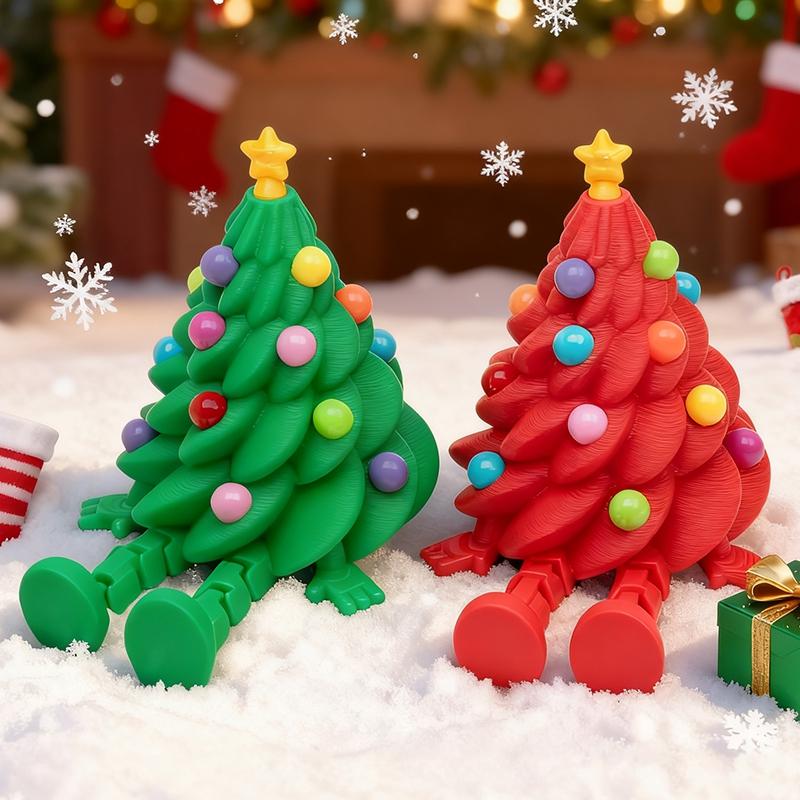 3D Printed Christmas Tree Movable Santa Claus Snowman Desktop Ornament New Year Christmas Decorations Crafts Children Gift