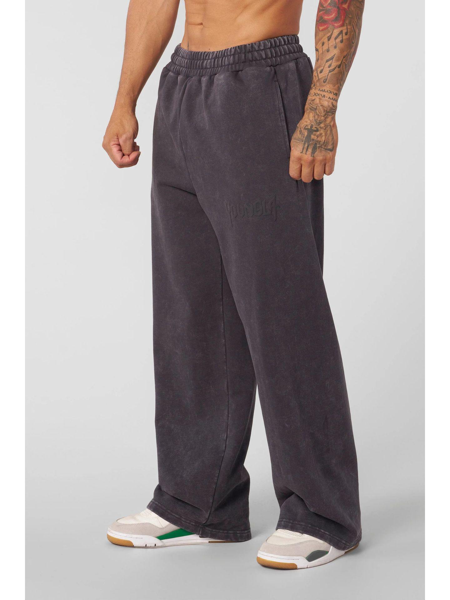 

Мужские спортивные штаны в американском стиле, свободного кроя, с прямыми штанинами, с пуф-принтом, для осени и зимы M древесный уголь