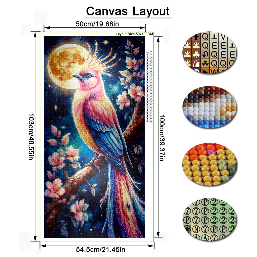 Moon Parrot Flower Large Size Diamond Painting Animal Birds Diy Full Square Round Drill Rhinestone Embroidery Mosaic Cross Stitch Kits Wall Decor