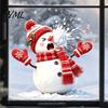 Snowball Fight Theme Stickers Christmas Snowman Static Window Cling, Funny Sticker, Reusable PVC Snowflake Xmas Glass Decal for Home Shop Holiday