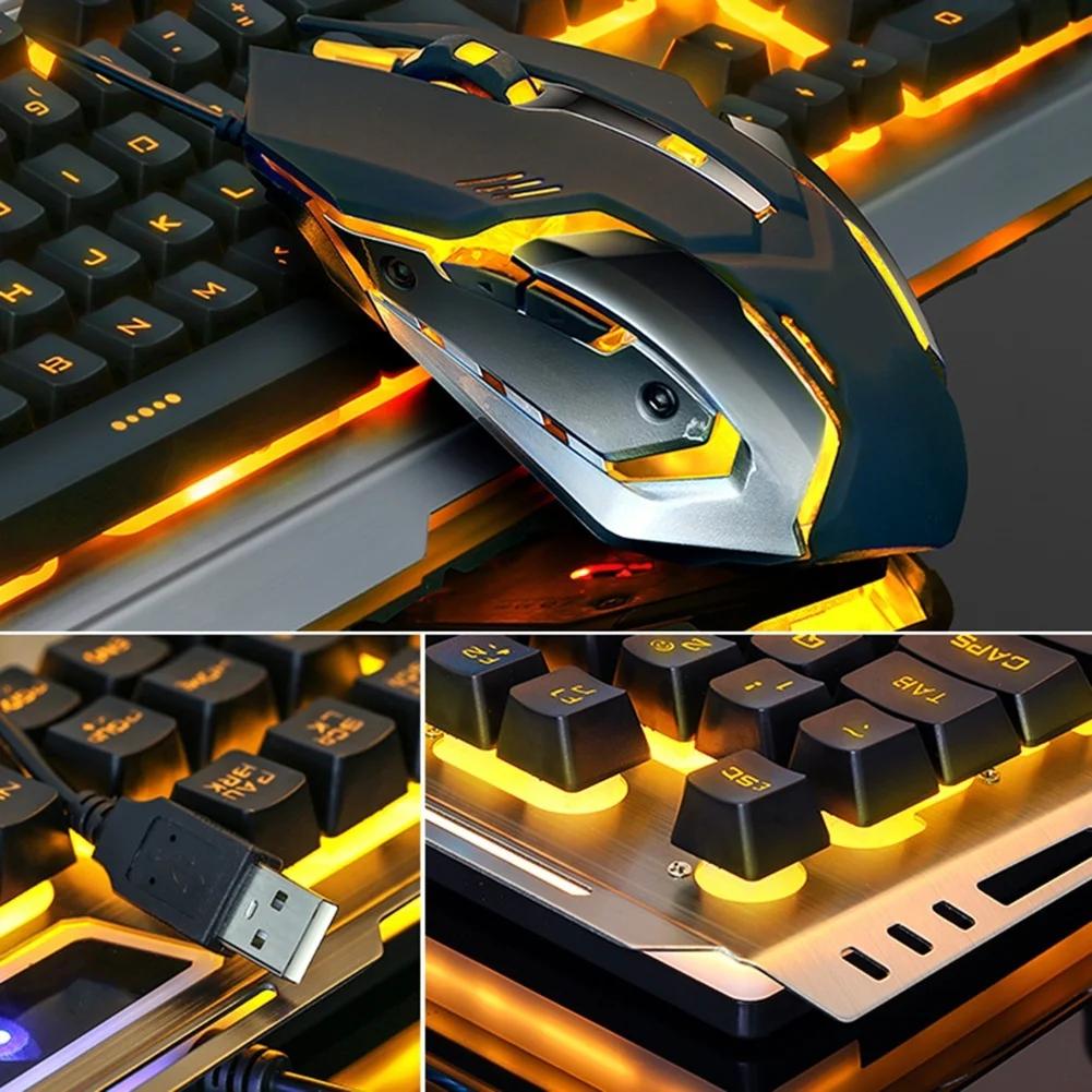 USB Wired Mechanical Gaming Keyboard and Mouse Combo Ergonomic Keyboard Mouse for PC Laptop Computer Gaming Accessories