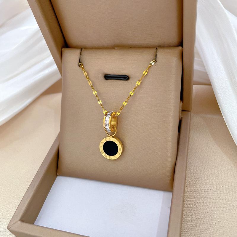 Ring Roman Zircon Temperament Personality Minimalist Furnace Real Gold Female Collarbone Necklace