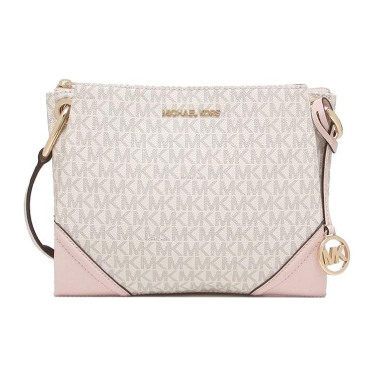 

Michael Kors MK Nicole Vintage Floral Print Color Block Letter Logo Leather Accordion Shoulder Bag Women Shoulder Bag Pink 35H9GNIC9B-PWD-BLSH-MLT Basic Set (Bag+Dust Bag)