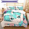 Set Biancheria da Letto con Fantasia Hatsune Miku 3 Pezzi Set Copripiumino include Copripiumino & Federe, Decorazione Camera da Letto Perfetta per Tutte le Stagioni & Regalo