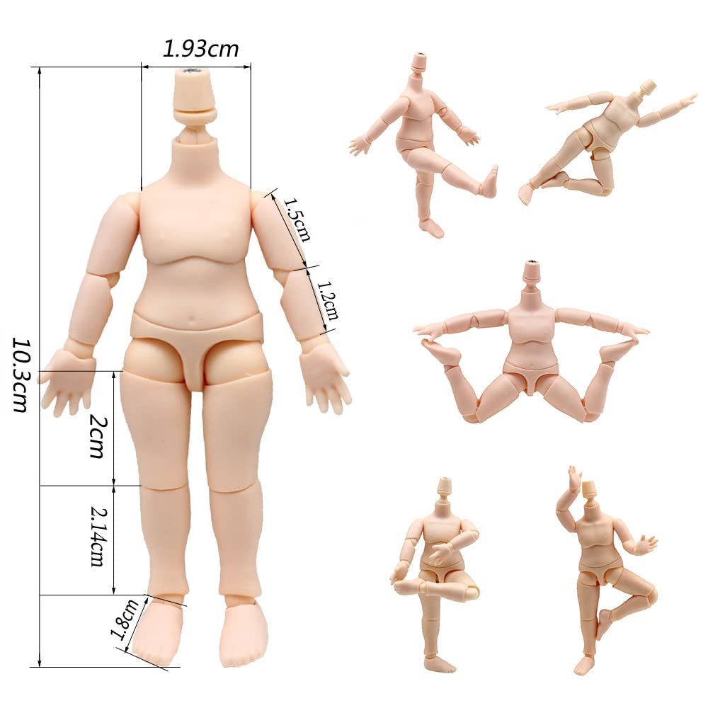 niannyyhouse DOD Body, 10cm Movable Figure Body, Compatible with Obitsu Doll 11cm, GSC, and 1/12 BJD Doll Heads (Milky White+A)