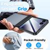 Translucent Matte Protective Case with Tempered Glass Screen Protector for Samsung Galaxy Z Flip 7, Hinge Protection Slim Cover-Black