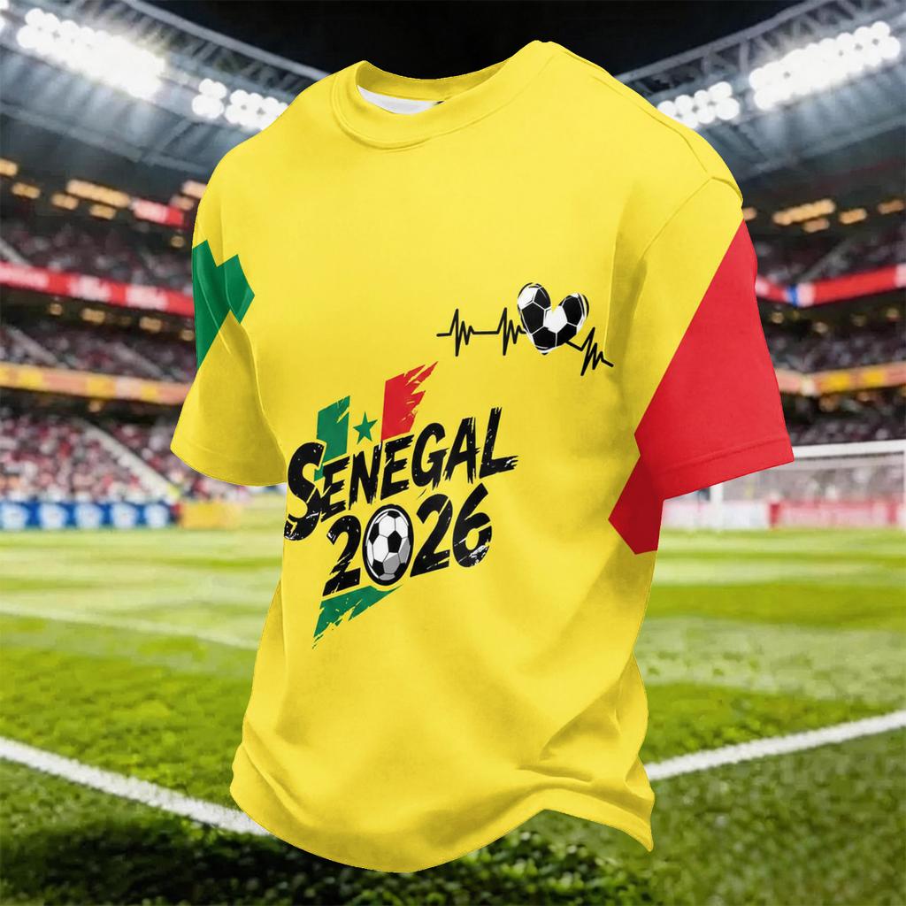 Men's Casual Football Print Quick-Dry Crew Neck Lightweight Mesh Breathable Short Sleeve T-Shirt for Sports and Outdoor Activities