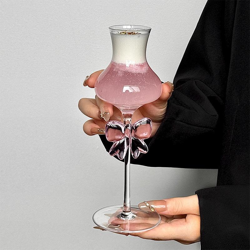 Creative bow champagne glass ins Korean glass goblet