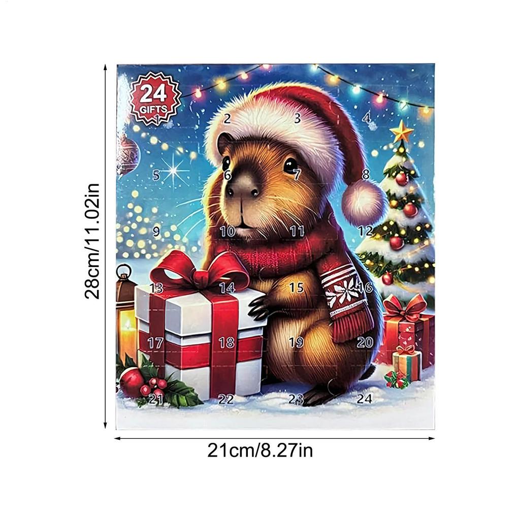 Capybara Weihnachts-Countdown-Kalender 2025 - Miniatur-Puppen-Adventskalender für Kinder, Heim-Schreibtisch-Regal-Dekor, Weihnachtsschmuck