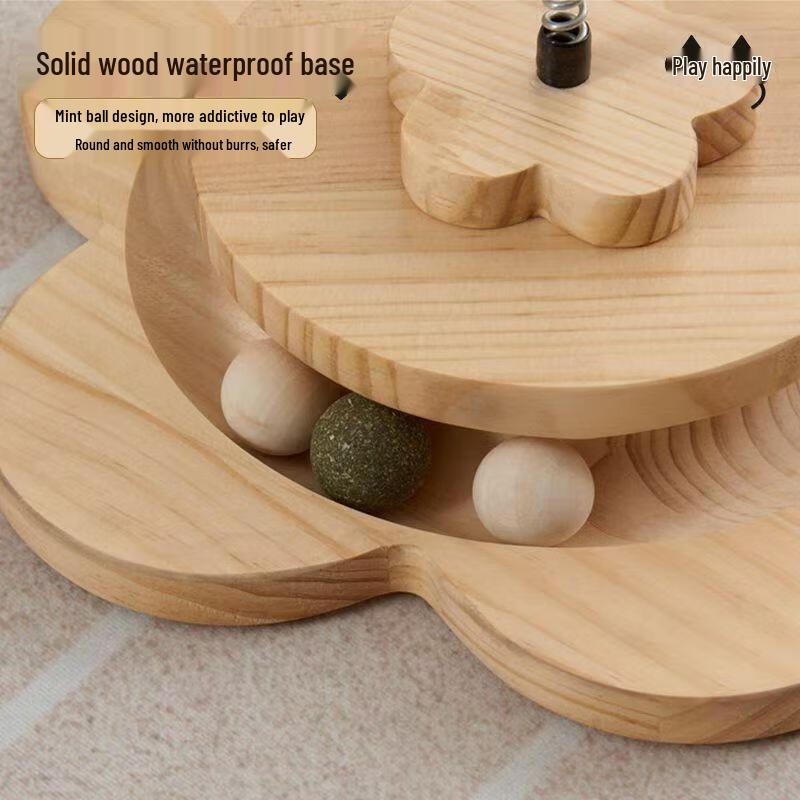 Rascador para gatos de madera maciza y sisal