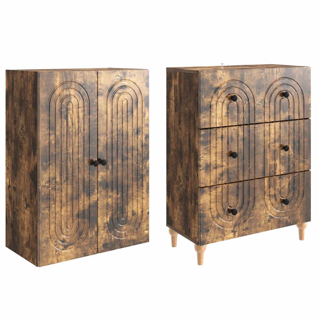 2 Piece Cabinet Set 66 x 34.5 x 90 cm Engineered Wood