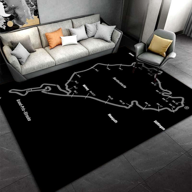 Goldene Nürburgring Streckenumriss Teppich Geeignet zur Verwendung als rutschfeste Spielmatte für Wohnzimmer- und Schlafzimmer-Sofas