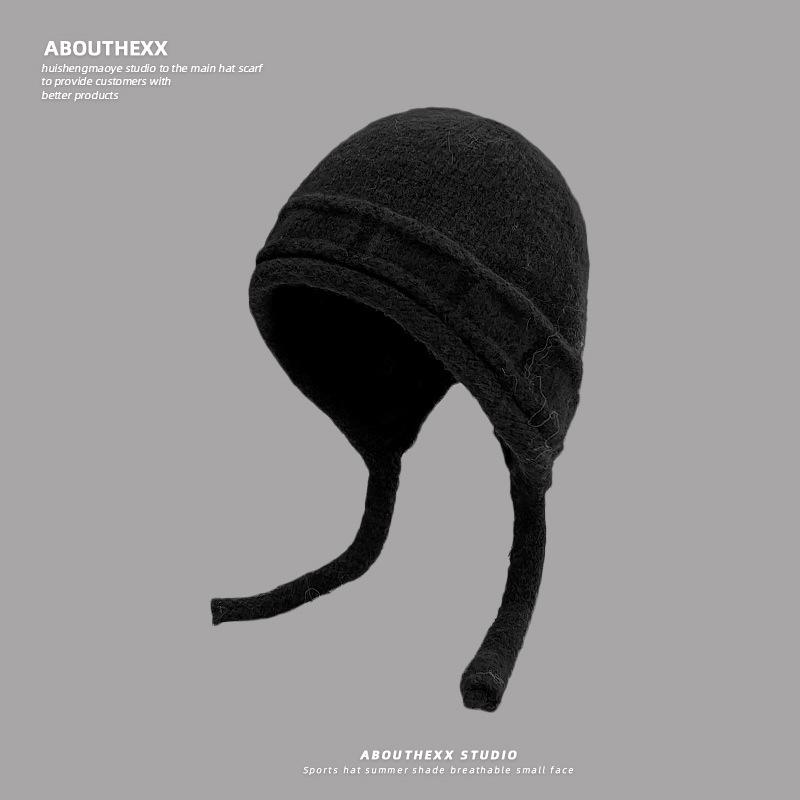 

Вязаные платки на голову для осенне-зимних прогулок женщин, плюшевые шерстяные шапки, подчеркивающие лицо, маленькие уличные теплые шапки в корейском стиле M（56-58cm）