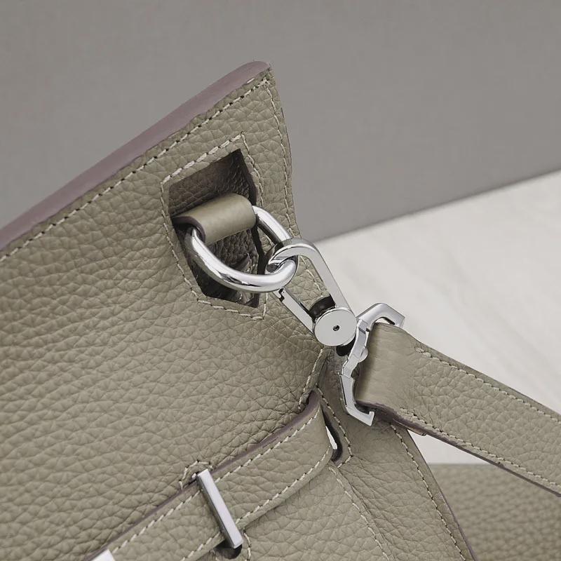 Leder Platinum Lock Tasche - Rindsleder mit Lychee-Narbenmuster Schulter- & Messenger-Stil