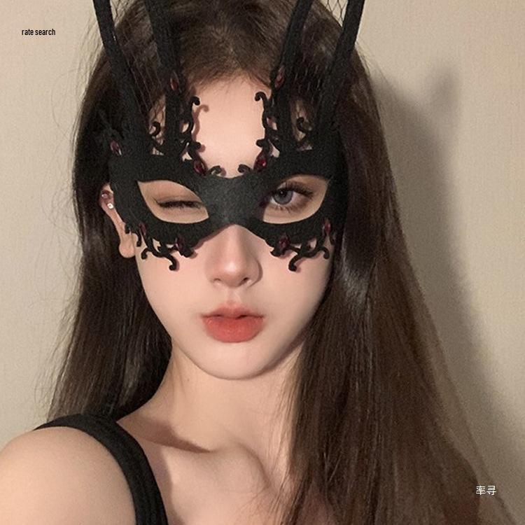 Spitze Feder Maskerade Halbgesichtsmaske für Damen - Abendparty Augenmaske & Kopfschmuck