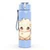 1PC Fluffy White Lamb 750ml Color Plastic Sports Water Bottle Leakproof Flip Straw Lid Suitable for Sports Office Home Use