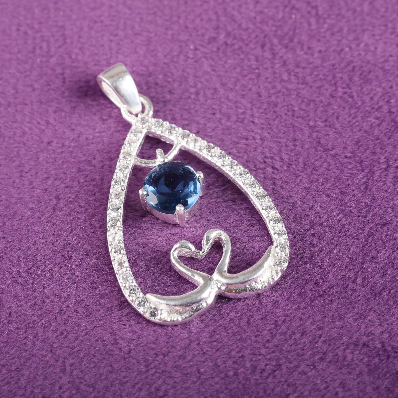 

Лондонский голубой топаз Драгоценный камень 925 Стерлинговое серебро Ювелирные изделия Подвеска с цирконом 1,27 Подарок CZP-4-16