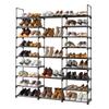9 Tiers Shoe Rack Storage Organizer Metal Shoe Rack With Side Hooks 50 Pairs Stackable 3 Rows Shoes Shelf Storage For Entryway