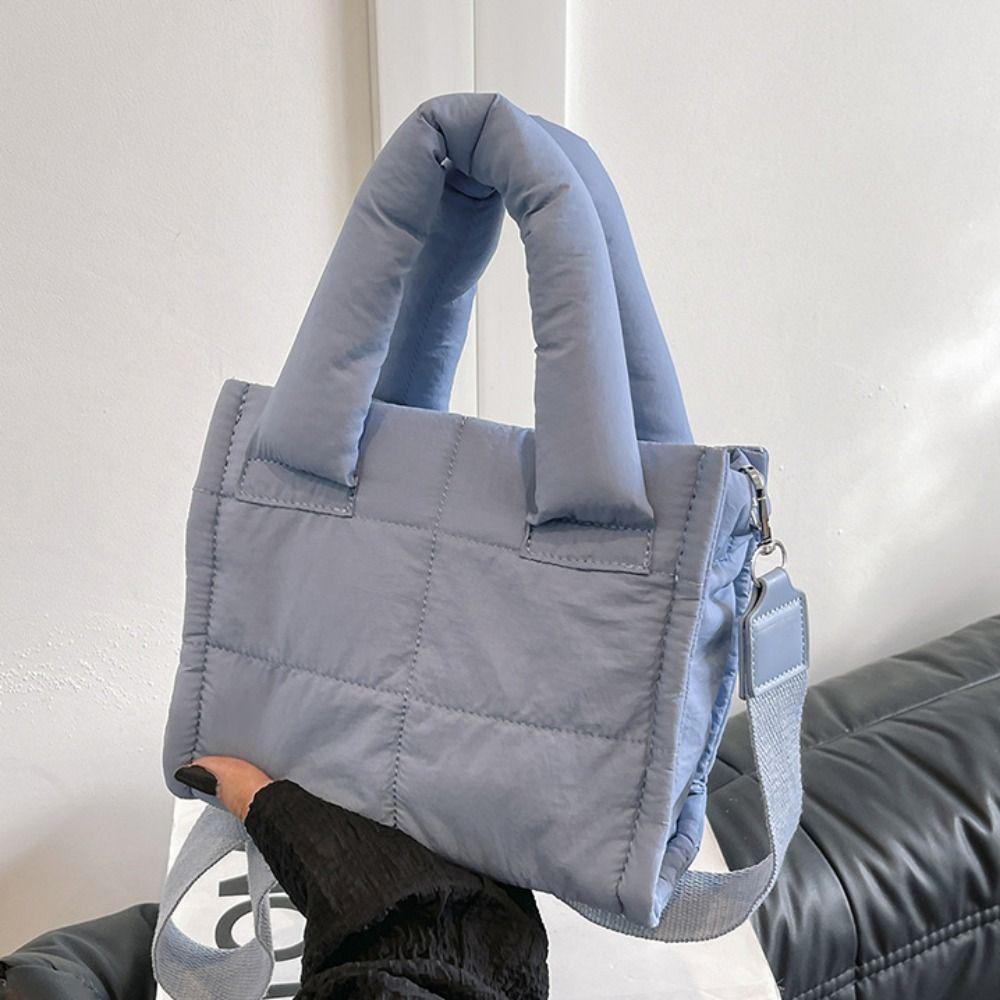 Korean Style Cotton-padded Tote Bag Large Capacity Puffy Crossbody Bag  Autumn Winter