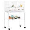 Bird Cage with Divider, 4 Wooden Perches, Slide Out Tray, 4 Feeders, for Budgie, Lovebird, Canary, 76 X 46 X 116cm White