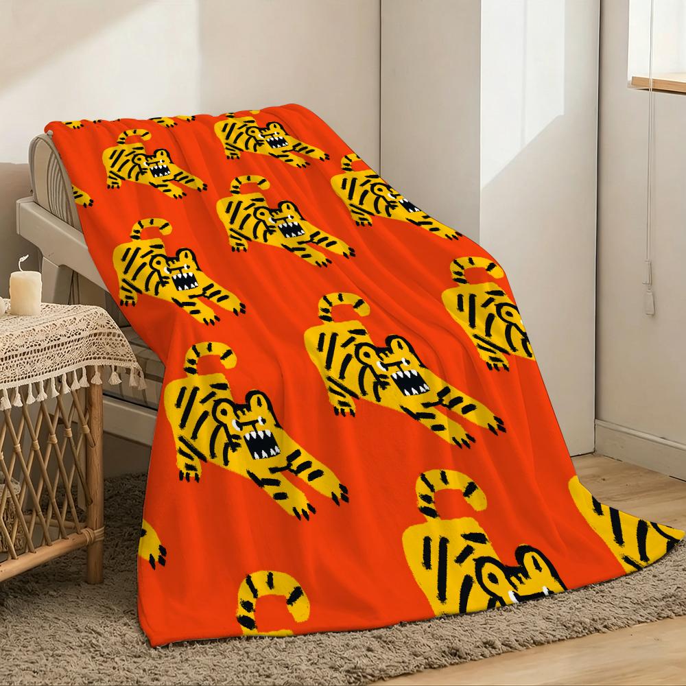 Tiger Throw Lightweight 240g Flannel Blanket Soft Skin-friendly for Summer Cooling