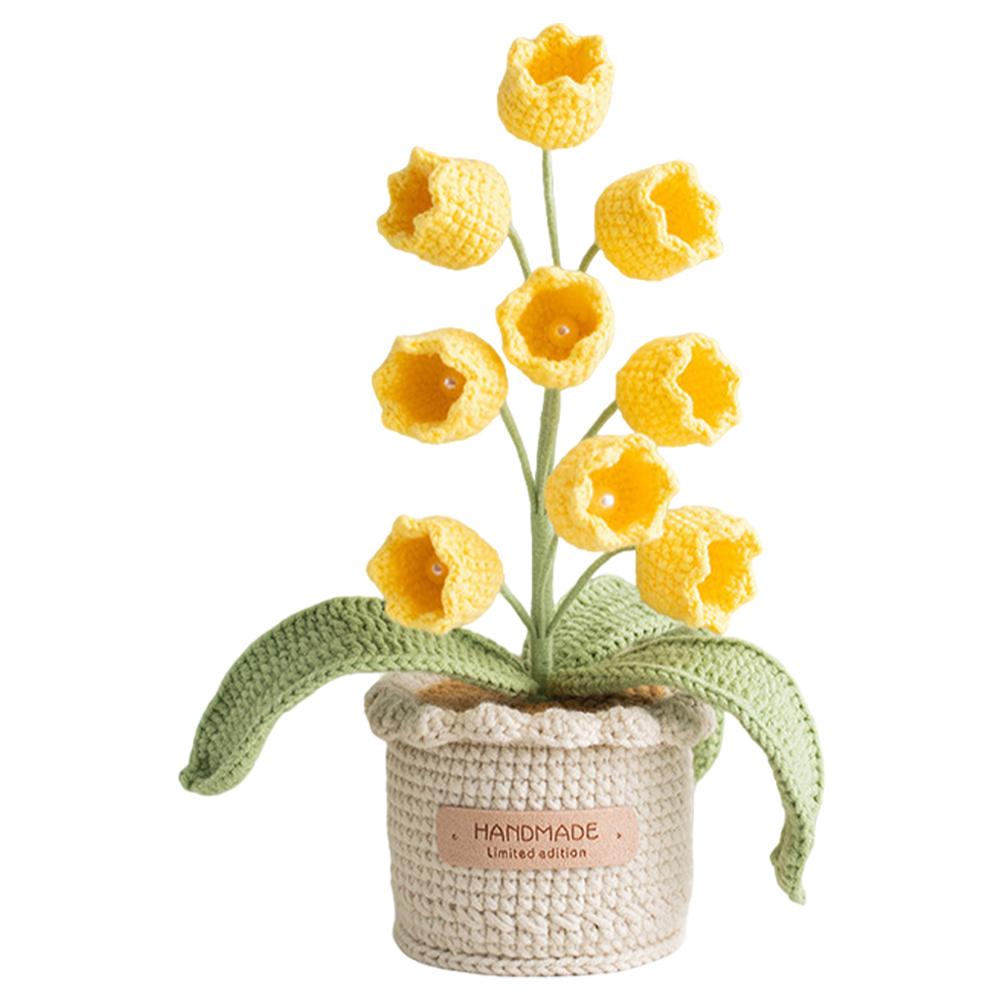 Knitted Flowers Decorations Decorative Crochet Flowers Potted Plants Knitted Artificial Flowers for Party Favors