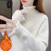 Women Fashion Lace Mink Sweater Winter Thick Warm High Neck Loose Knitted Tops