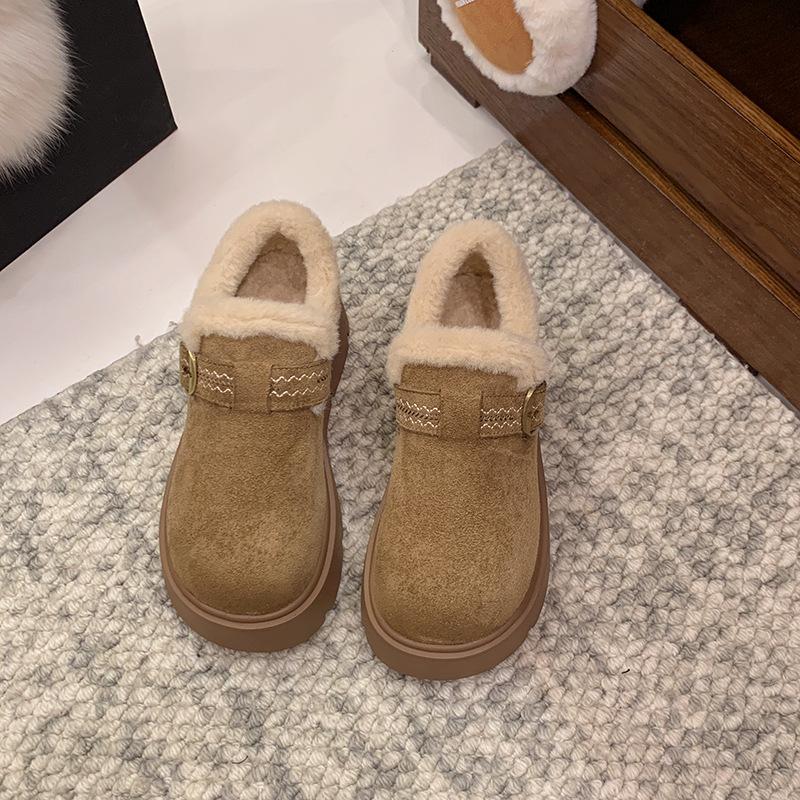 Internetcirkus retro platå bomullsskor dam vinter 2025 nya tjocka varma Birkenstock ullskor